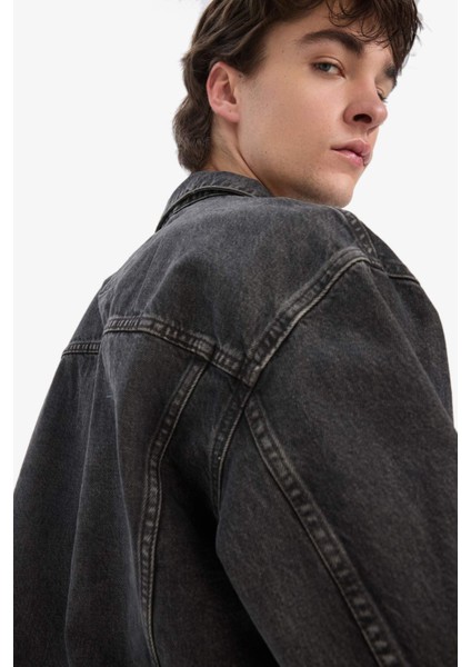 %100 Pamuk Oversize Geniş Kalıp Mevsimlik Baharlık Denim Ceket E5470AX25SP