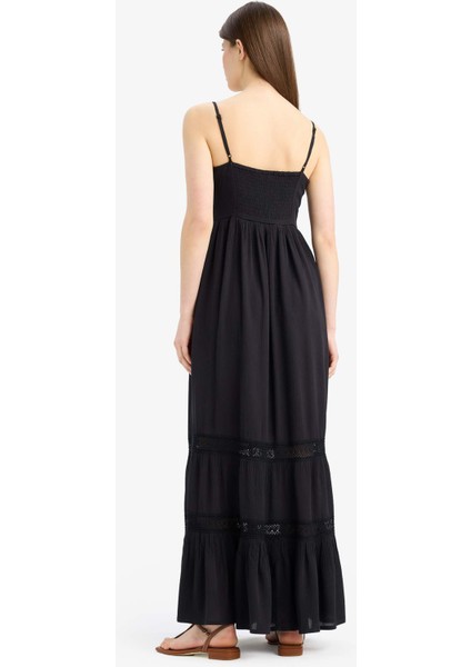 A Kesim V Yaka Pamuklu Kolsuz Midi Elbise E6082AX25SM