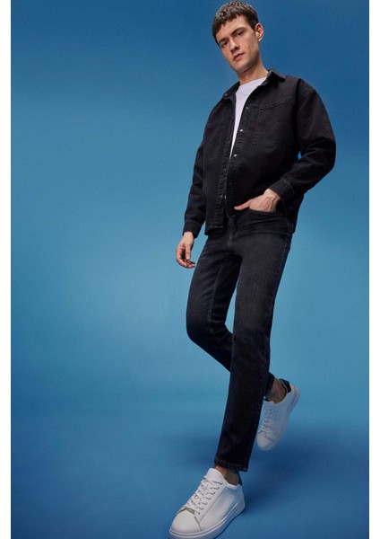 %100 Pamuk Oversize Geniş Kalıp Jean Uzun Kollu Gömlek E5721AX25SP