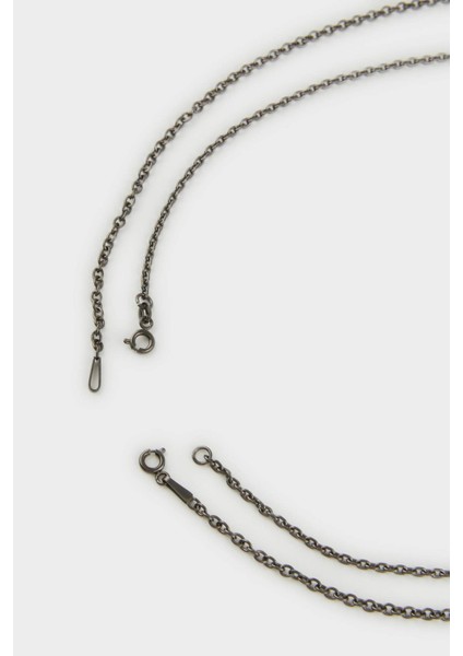 AtolyeWolf x DeFacto Erkek Sütun Figürlü Zincir 2li Kolye E6295AXNS