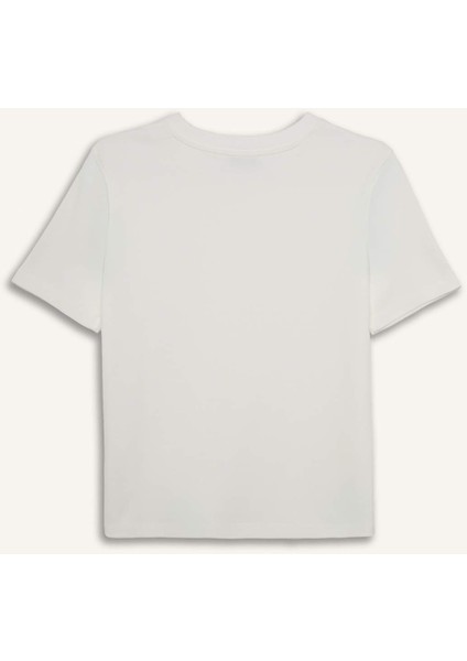 Regular Fit Bisiklet Yaka Basic Düz Kalın Kısa Kollu Beyaz Tişört D7579AX25SP