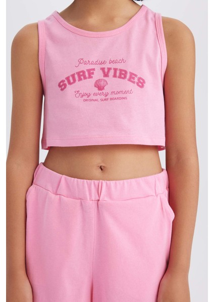 Kız Çocuk 2'li Takım Baskılı Atlet Şort