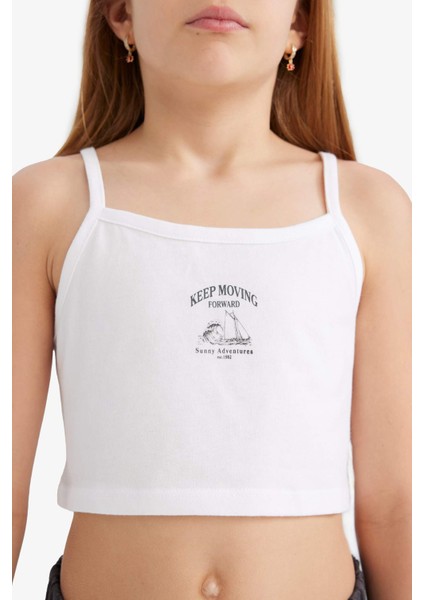 Kız Çocuk 2'li Takım Baskılı Atlet Beli Lastikli Şort