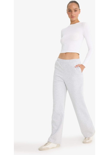 Straight Fit Basic Düz Cepli Yüksek Bel Eşofman Altı B8571AX25SP