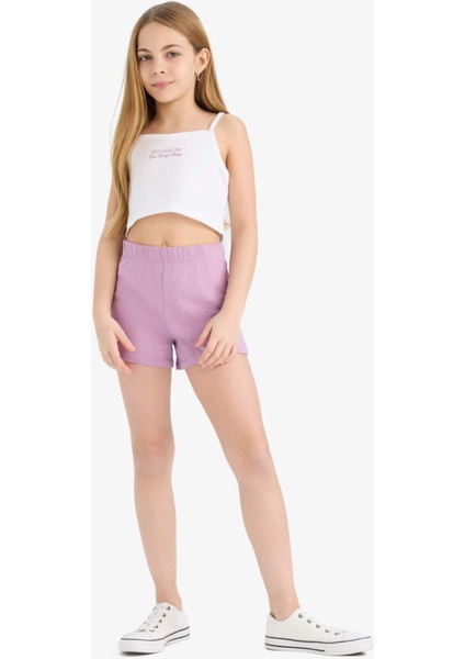 Kız Çocuk 2'li Takım Baskılı Atlet Beli Lastikli Şort