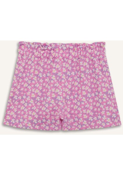 Kız Çocuk Desenli Beli Lastikli Şort