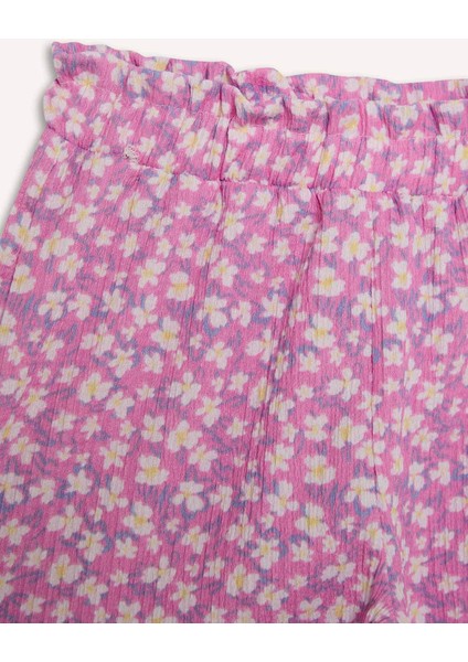 Kız Çocuk Desenli Beli Lastikli Şort