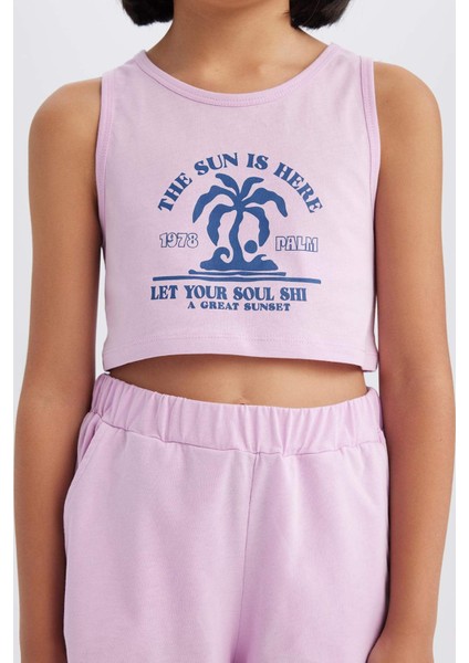 Kız Çocuk 2'li Takım Baskılı Atlet Şort E4897A825SM