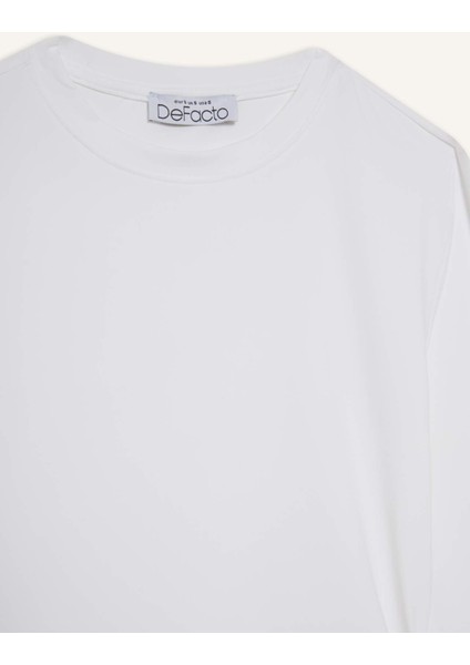 Fitted Bisiklet Yaka Basic Düz Uzun Kollu Tişört D0199AX25SP