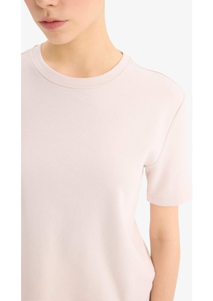 Regular Fit Bisiklet Yaka Basic Düz Kalın Kısa Kollu Tişört D7579AX25SP