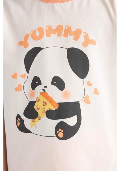 Kız Çocuk Pijama Takımı Kısa Kollu Üst Beli Lastikli Şort