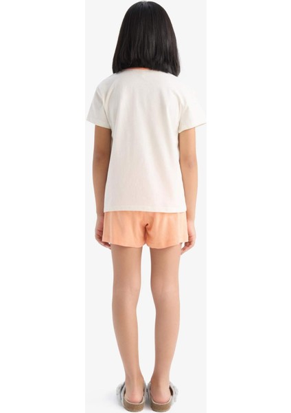 Kız Çocuk Pijama Takımı Kısa Kollu Üst Beli Lastikli Şort