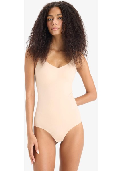 Çıkarılabilir Pedli Ten Rengi Bodysuit Korse-Fall in Love E4743AX25SM