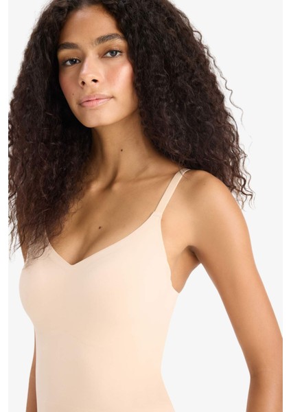 Çıkarılabilir Pedli Ten Rengi Bodysuit Korse-Fall in Love E4743AX25SM