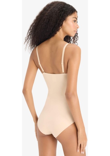 Çıkarılabilir Pedli Ten Rengi Bodysuit Korse-Fall in Love E4743AX25SM