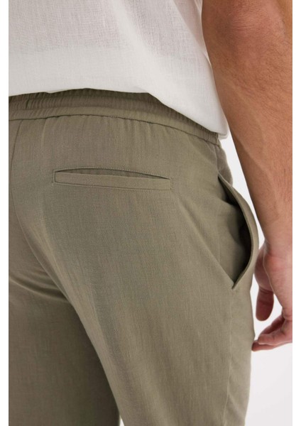 Relax Fit Rahat Kesim Kısa Paça Keten Görünümlü Yazlık Kumaş Pantolon E4790AX25SM