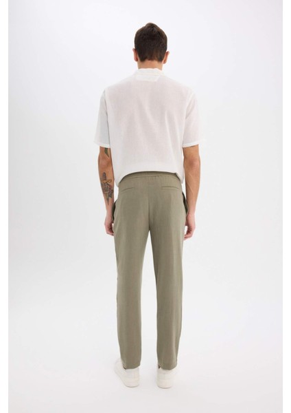 Relax Fit Rahat Kesim Kısa Paça Keten Görünümlü Yazlık Kumaş Pantolon E4790AX25SM