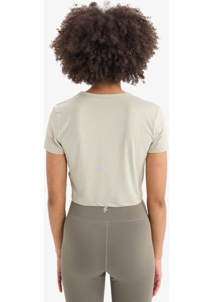 Fit Crop Bisiklet Yaka Basic Düz Sporcu Kısa Kollu Tişört D7295AX25SP