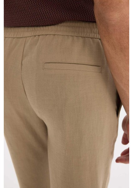 Relax Fit Rahat Kesim Kısa Paça Keten Görünümlü Yazlık Kumaş Pantolon E4790AX25SM