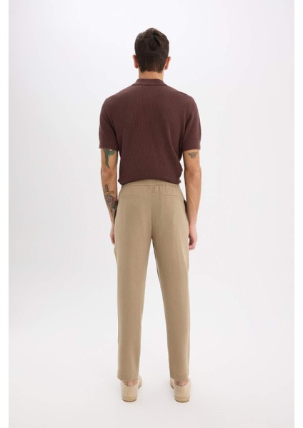 Relax Fit Rahat Kesim Kısa Paça Keten Görünümlü Yazlık Kumaş Pantolon E4790AX25SM