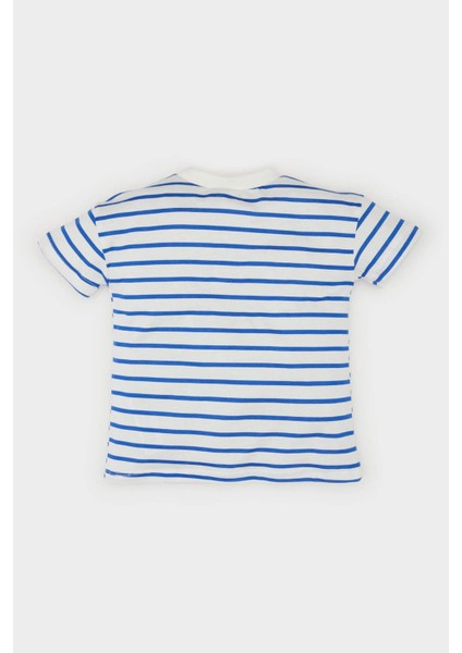 Erkek Bebek Bisiklet Yaka Çizgili Kısa Kollu Tişört E6740A525SM