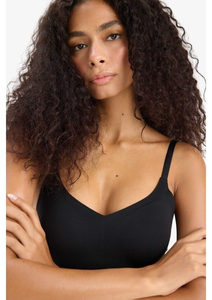 Çıkarılabilir Pedli Siyah Bodysuit Korse-Fall in Love E4743AX25SM