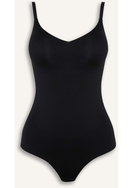 Çıkarılabilir Pedli Siyah Bodysuit Korse-Fall in Love E4743AX25SM