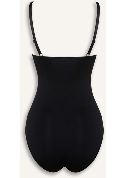 Çıkarılabilir Pedli Siyah Bodysuit Korse-Fall in Love E4743AX25SM