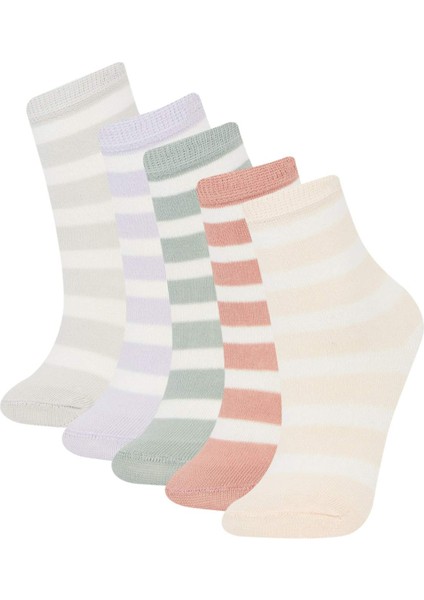 Kız Çocuk 5'li Pamuklu Uzun Çorap E6283A8NS