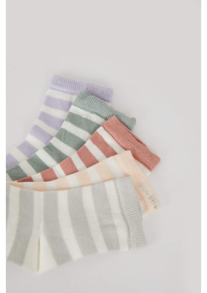 Kız Çocuk 5'li Pamuklu Uzun Çorap E6283A8NS