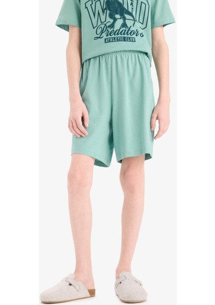 Erkek Çocuk Pijama Takımı Baskılı Kısa Kollu Üst Beli Lastikli Şort E6649A825SM