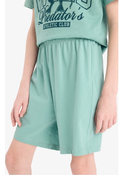 Erkek Çocuk Pijama Takımı Baskılı Kısa Kollu Üst Beli Lastikli Şort E6649A825SM