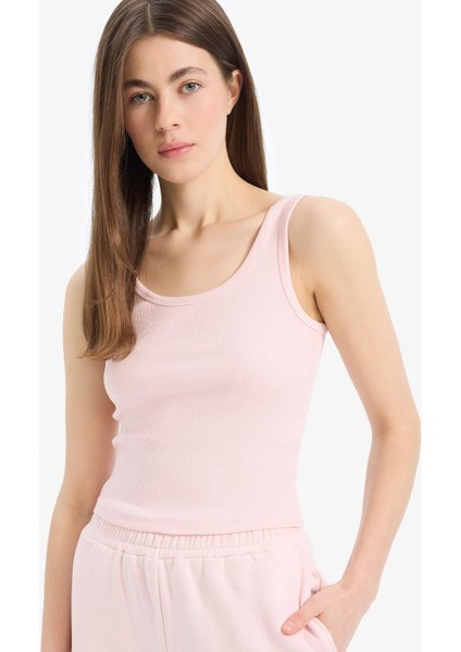 Slim Fit Dar Kesim Basic Düz U Yaka Fitilli Kaşkorse Atlet E5540AX25SM