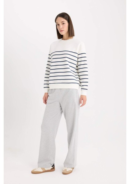 Straight Fit Cepli Beli Lastikli Eşofman Altı E6350AX25SP