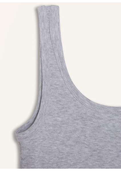 Slim Fit Dar Kesim Basic Düz U Yaka Fitilli Kaşkorse Atlet E5540AX25SM