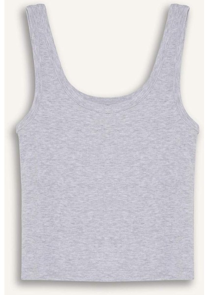 Slim Fit Dar Kesim Basic Düz U Yaka Fitilli Kaşkorse Atlet E5540AX25SM