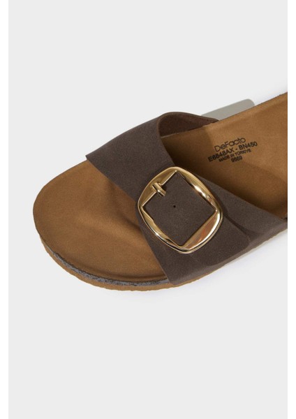 Kadın Düz Taban Tek Bantlı Suni Deri Terlik