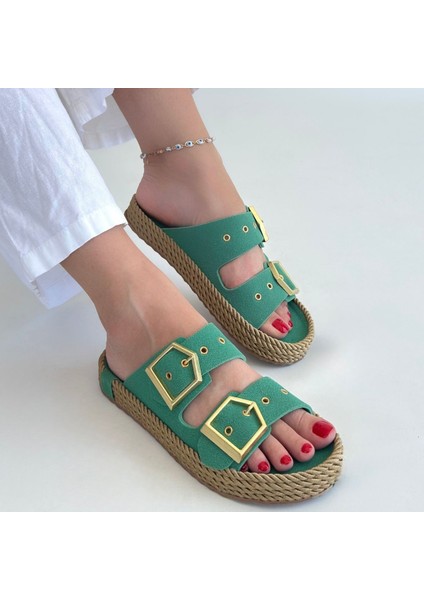 Ices Yeşil Nubuk Terlik - Lisinya fırsatları