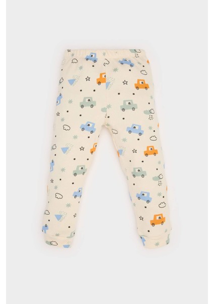 Erkek Bebek Pijama Takımı Araç Baskılı Fitilli Kaşkorse Uzun Kollu Üst Beli Lastikli Uzun Alt E6937A525SP