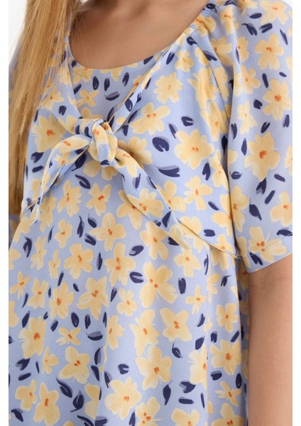 Kız Çocuk Desenli Viskon Kısa Kollu Yazlık Elbise E3820A825SM