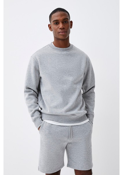 Erkek Bisiklet Yaka Rahat Kalıp 3 Iplik Içi Polarlı Kalın Sweatshirt SPR25SW36 modelleri