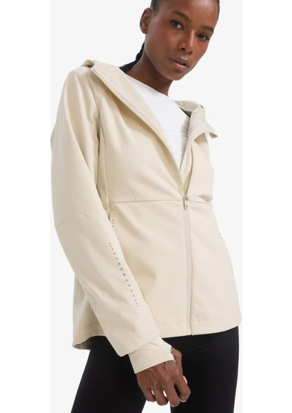 Fit Su İtici Softshell Slim Fit Dar Kesim Kapüşonlu Fermuarlı Cepli Mevsimlik Yağmurluk C4951AX25AU