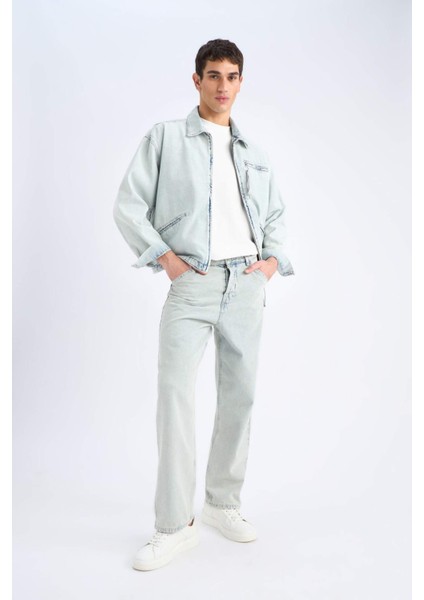 %100 Pamuk Relax Fit Fermuarlı Mevsimlik Baharlık Denim Ceket D8311AX25SP