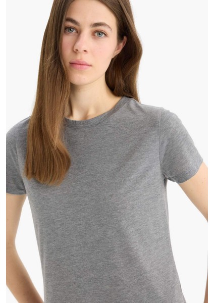 Regular Fit Bisiklet Yaka Basic Düz Kısa Kollu Tişört W7299AZ25SP