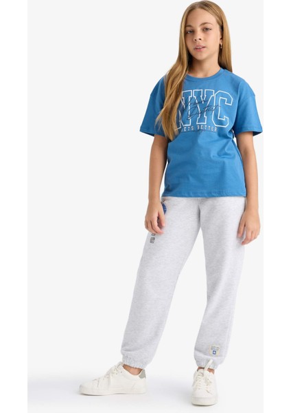 Kız Çocuk Beli Lastikli Baskılı Jogger Eşofman Altı E6929A825AU