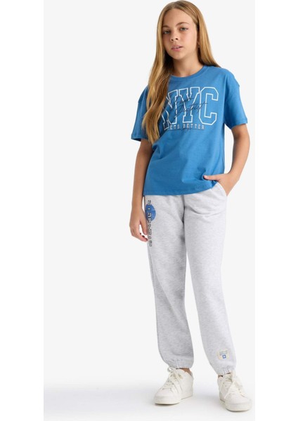 Kız Çocuk Beli Lastikli Baskılı Jogger Eşofman Altı E6929A825AU