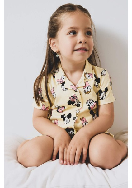 Kız Bebek Disney Mickey & Minnie Pijama Takımı Kısa Kollu Penye Beli Lastikli Şort E4652A525HS