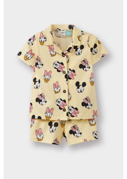 Kız Bebek Disney Mickey & Minnie Pijama Takımı Kısa Kollu Penye Beli Lastikli Şort E4652A525HS