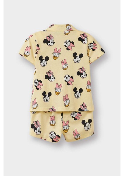 Kız Bebek Disney Mickey & Minnie Pijama Takımı Kısa Kollu Penye Beli Lastikli Şort E4652A525HS
