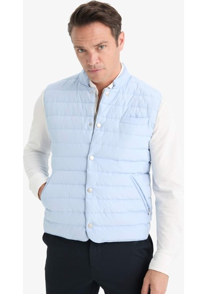 Slim Fit Dar Kesim Çıtçıtlı Kaz Tüyü Yelek E6420AX25SP